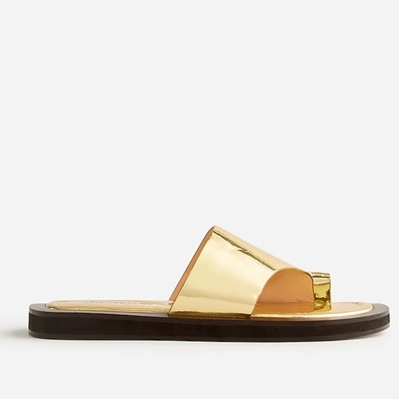 J crew Toe-ring slide sandals in metallic leather - Picture 2 of 6